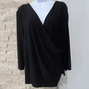 Taheri faux wrap black top blouse